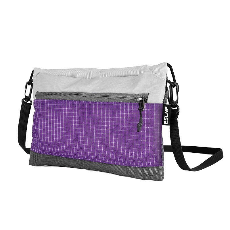 lightweight urban grid-pattern crossbody organizer bag with exterior zip pocket and adjustable strap LoungeYard — product view 6