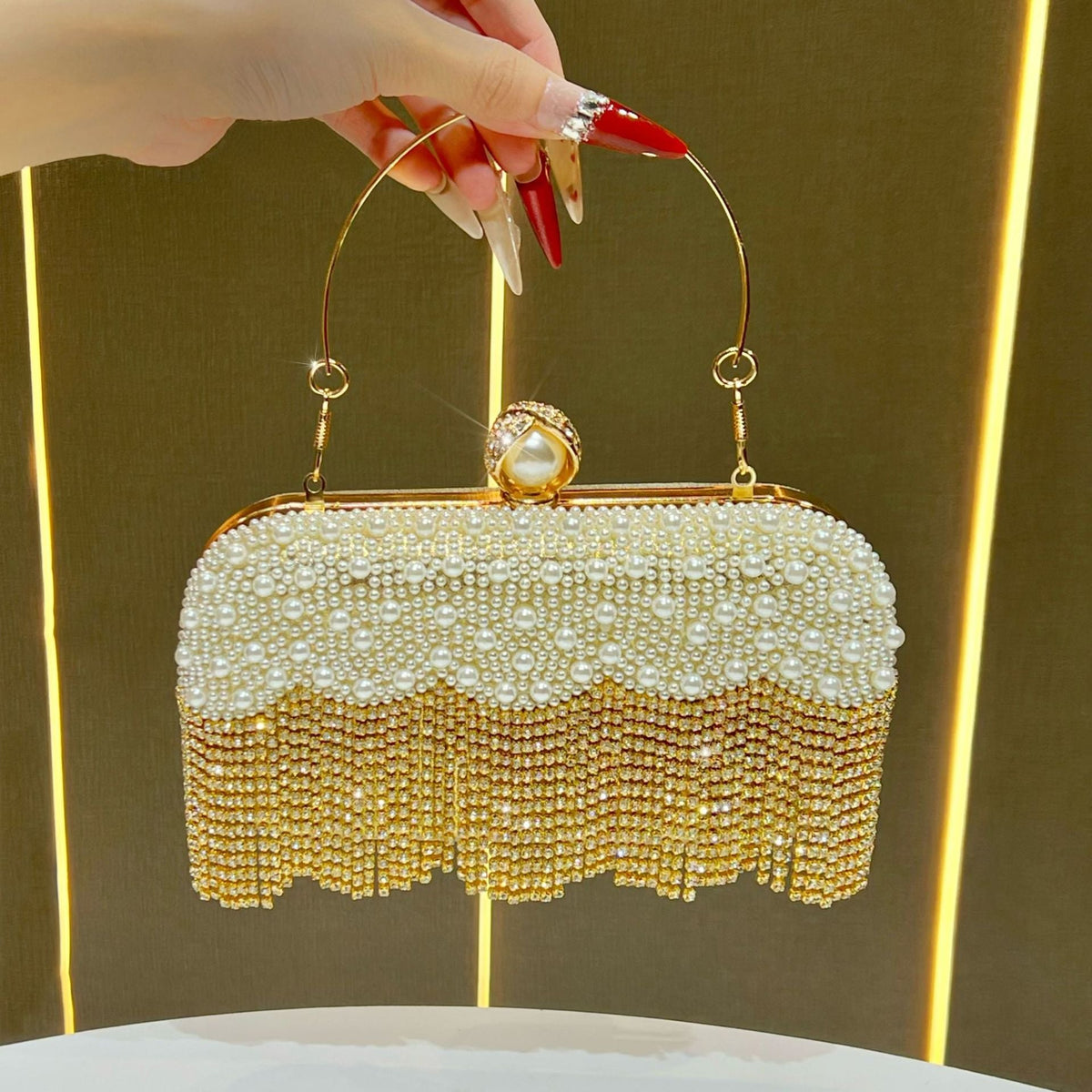Elegant Pearl and Crystal Evening Handbag — product view 7