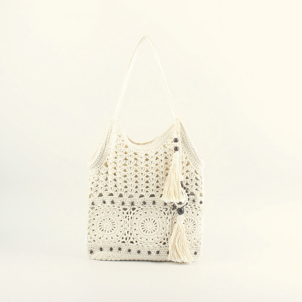 Crochet handbag with fringed accents LoungeYard — product view 1
