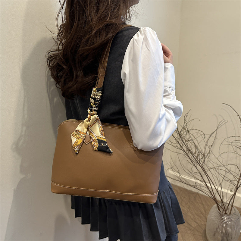 Elegant Structured Tote Bag with Decorative Scarf LoungeYard — product view 3