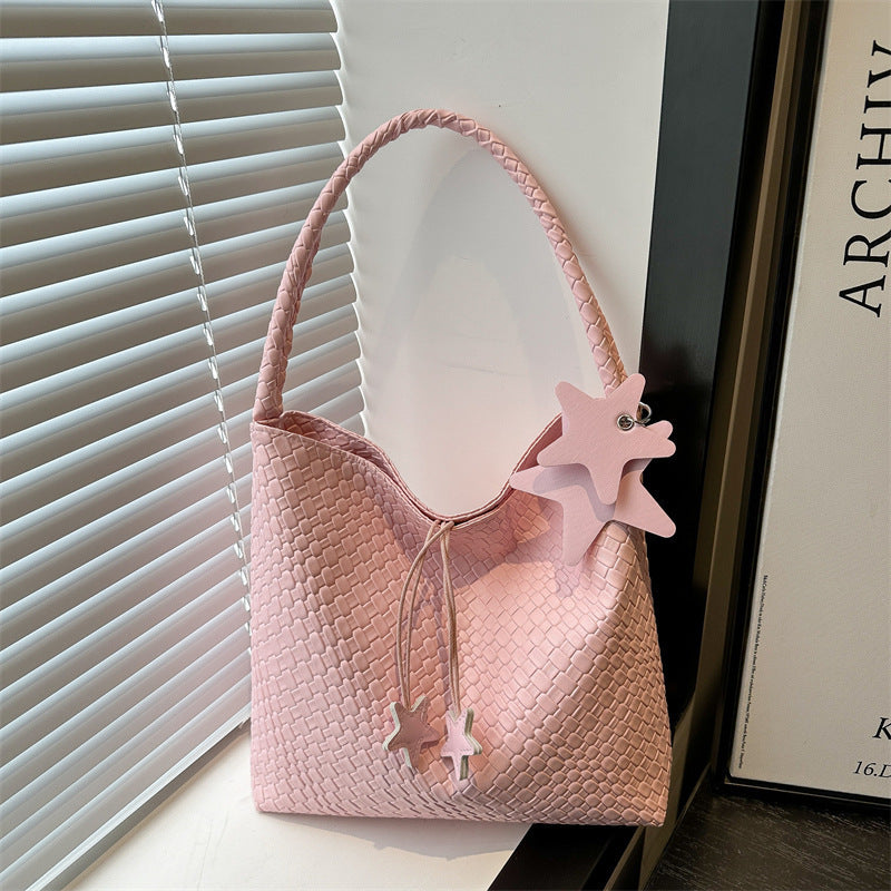 Textured Weave Handheld Shoulder Bag LoungeYard — product view 4