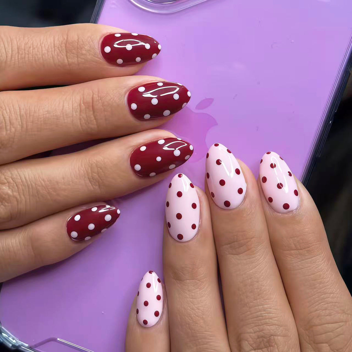 Decorative Press-On Nail Art Set with Charming Dots — product view 1