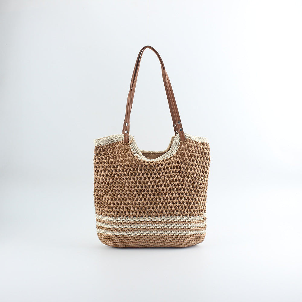Handcrafted designer beach bag with sturdy leather handles LoungeYard — product view 2