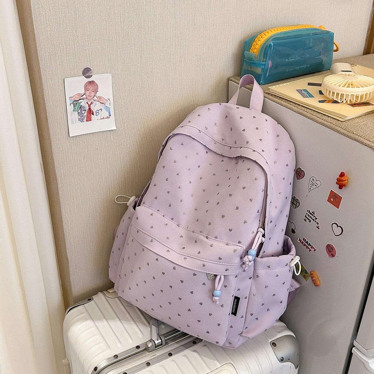 Playful Heart-Printed Backpack LoungeYard — product view 7