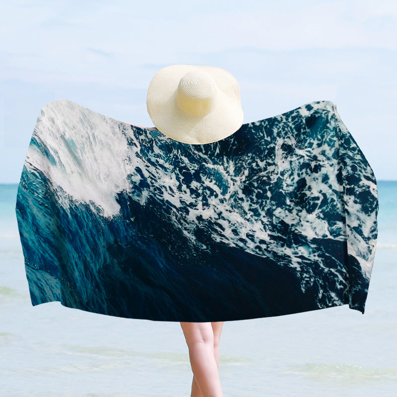 Luxury beach towel with dynamic wave design LoungeYard — product view 5