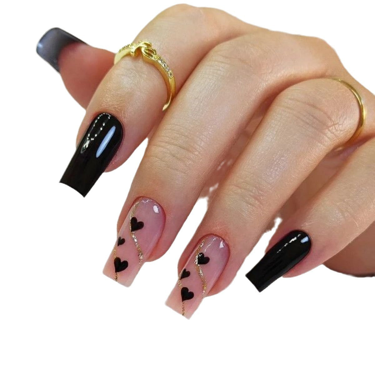 Glamorous Heart-Accent Nail Art Extensions — product view 4