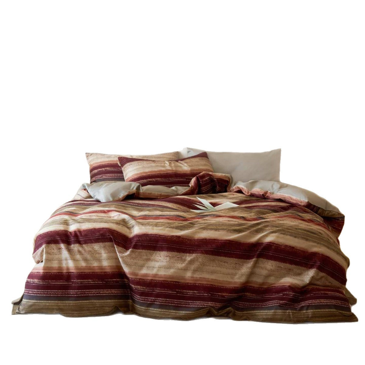 Luxurious bedding set made of jacquard satin with ruffles and floral pattern — product view 2