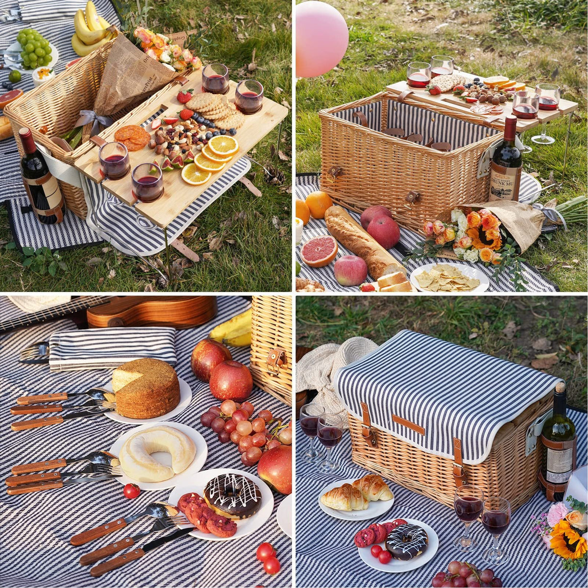Elegant Wicker Picnic Basket with Insulated Compartment LoungeYard — product view 4