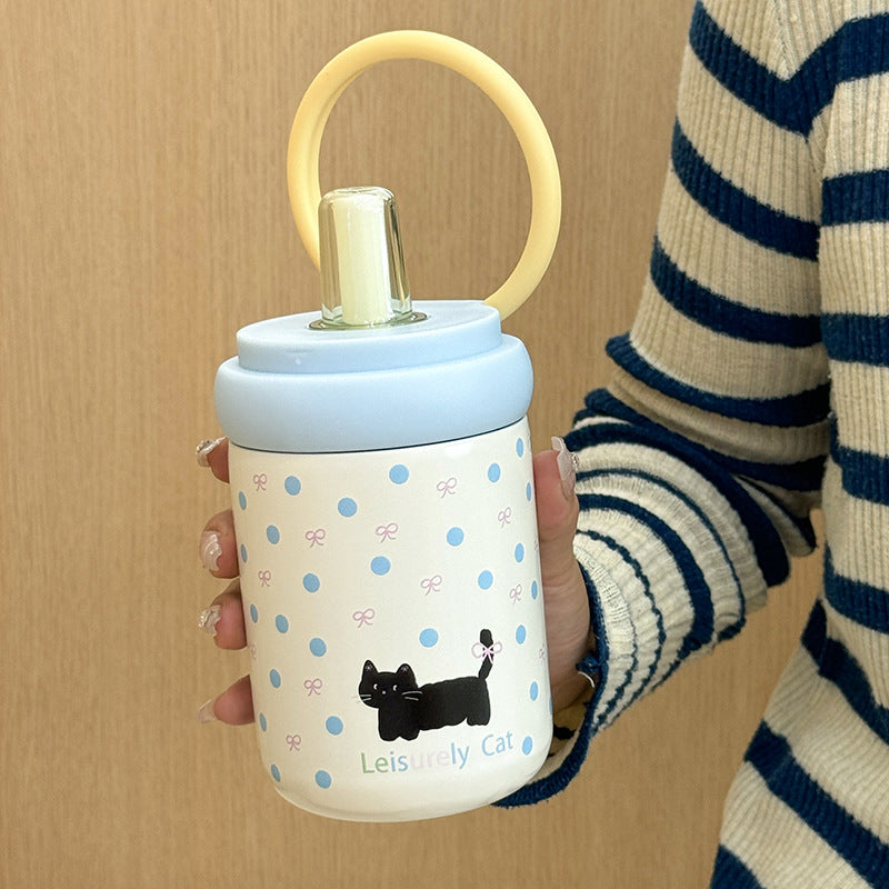 Women's water bottle with innovative silicone cap and playful design LoungeYard — product view 1