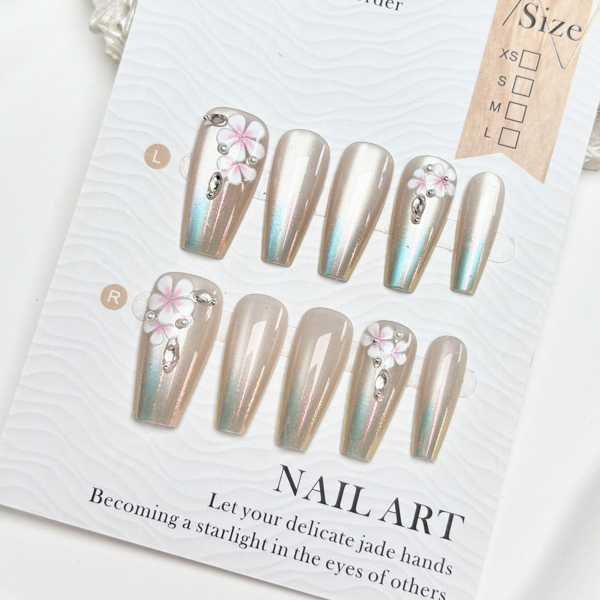 Decorative Floral Press-On Nail Art Set 1790745832 — product view 4