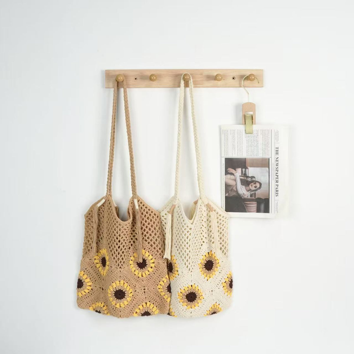 Large and Flexible Bag Made of Natural Material with Flower Pattern LoungeYard — product view 3