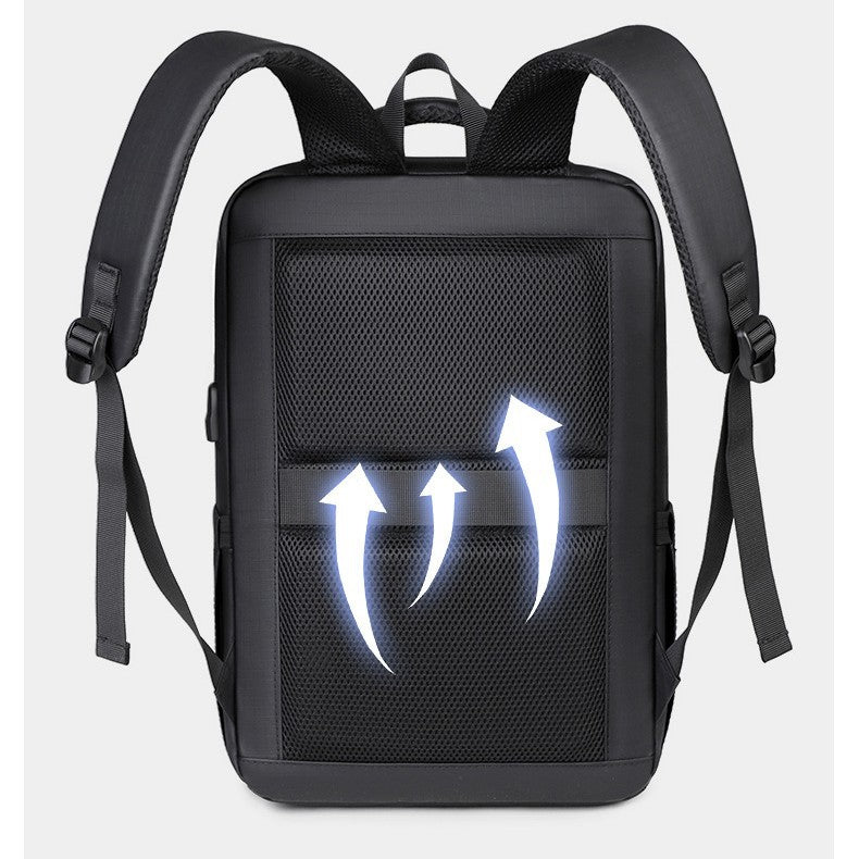 Multifunctional backpack with protective laptop compartment and practical outer pockets LoungeYard — product view 2