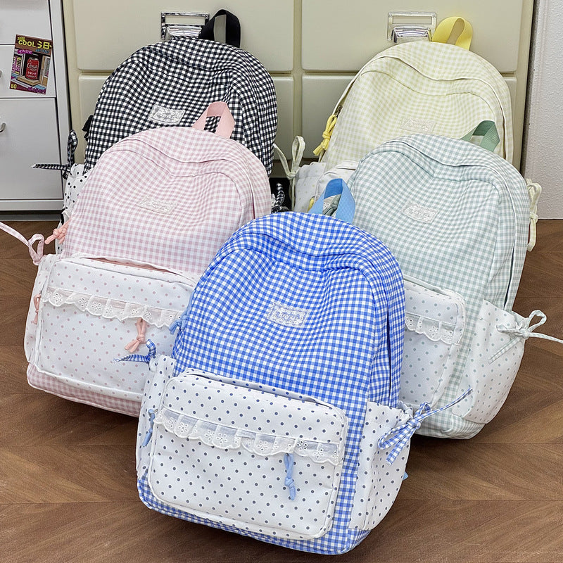 Cute Checked Pattern Backpack LoungeYard — product view 4