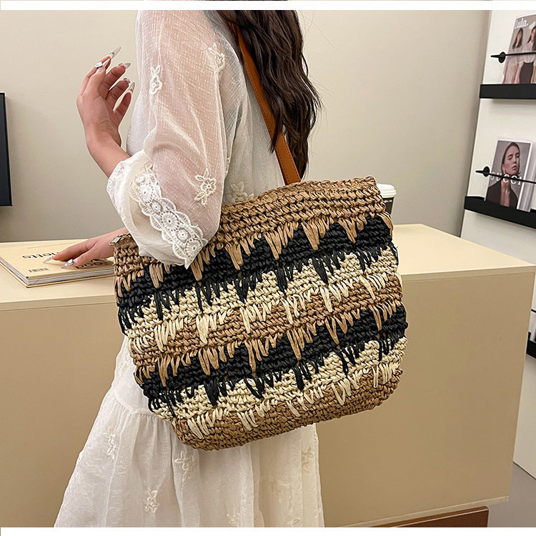 Large, Handmade Straw Bag with Designer Details LoungeYard — product view 4