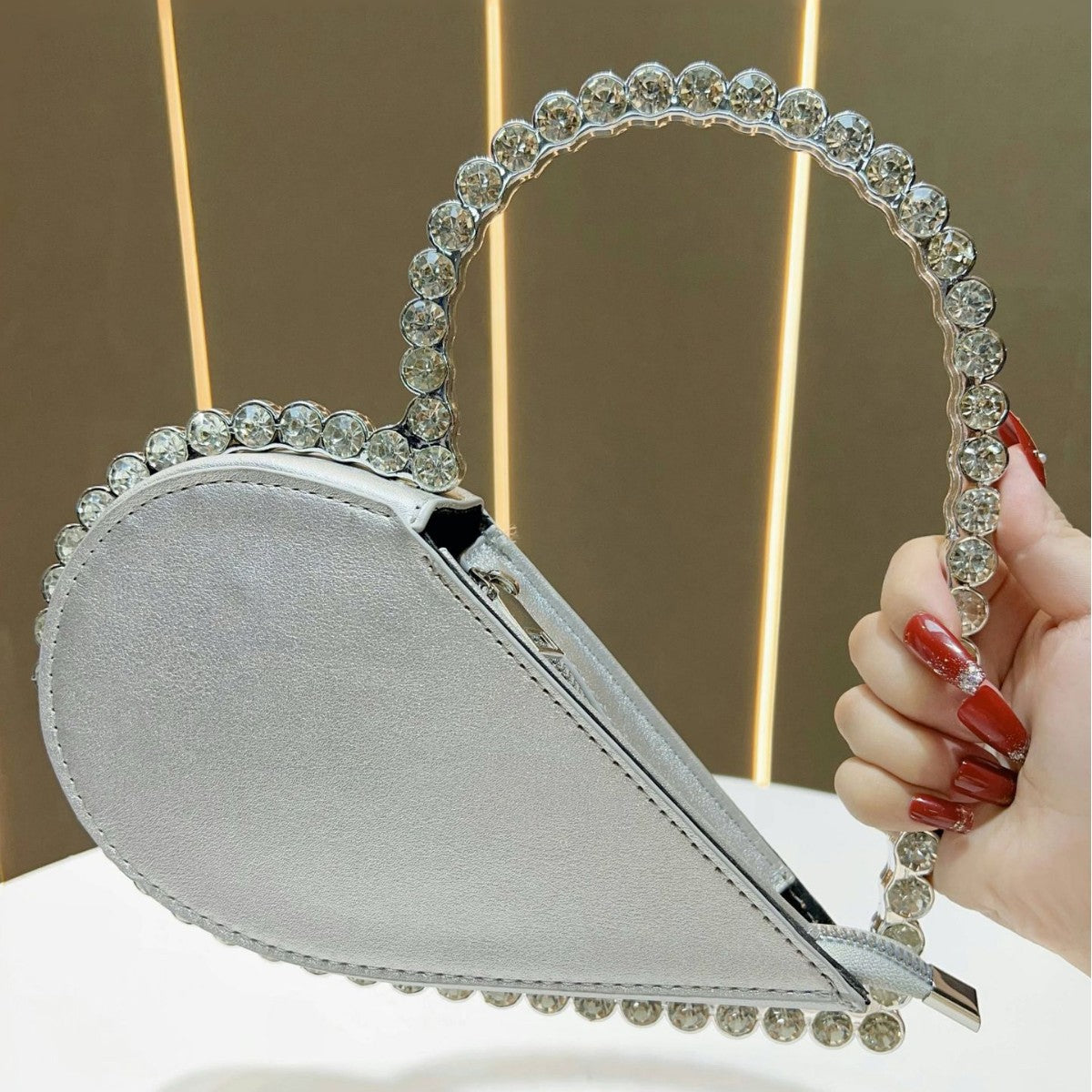 Heart-Shaped Rhinestone Handbag — product view 1