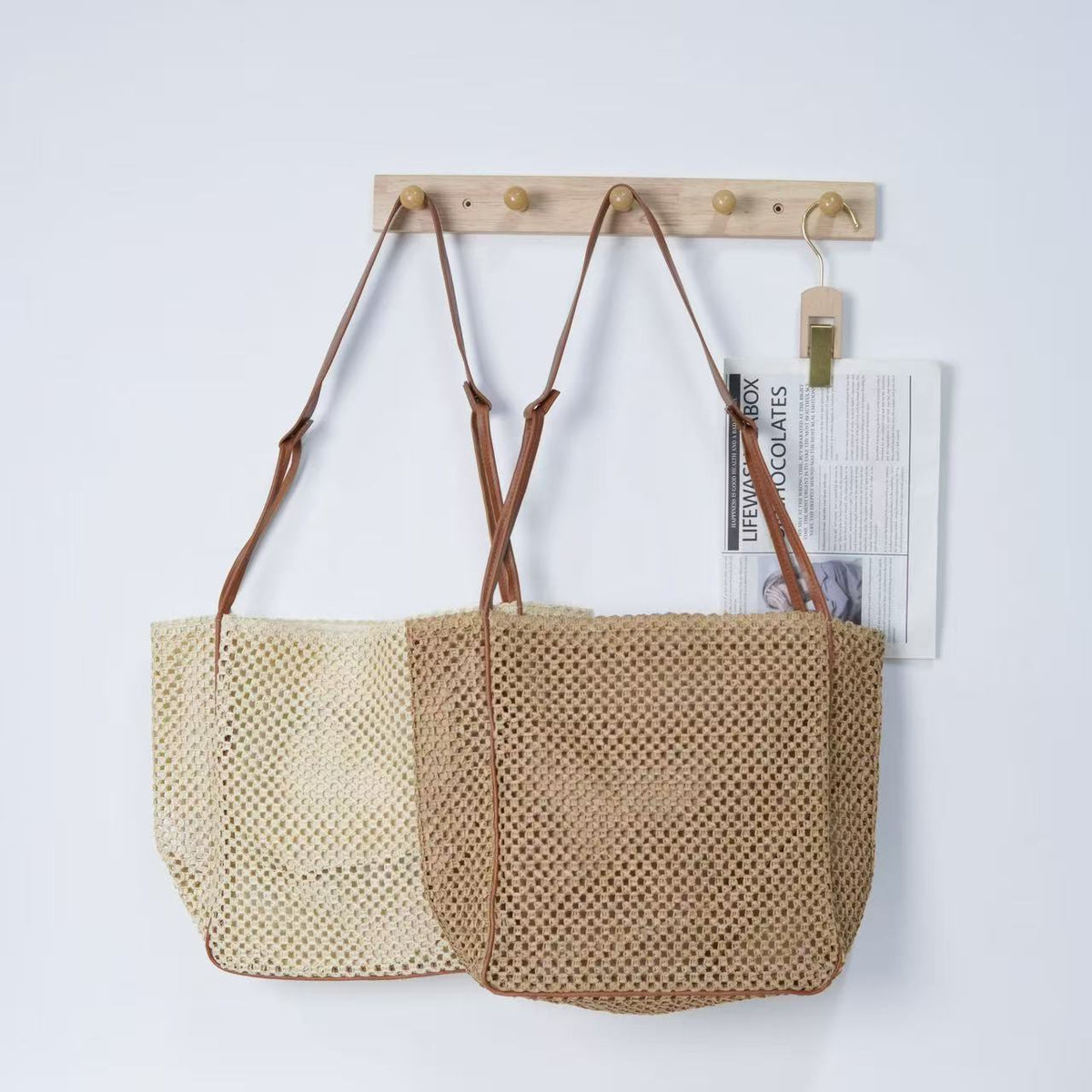 Natural raffia shoulder bag LoungeYard — product view 1