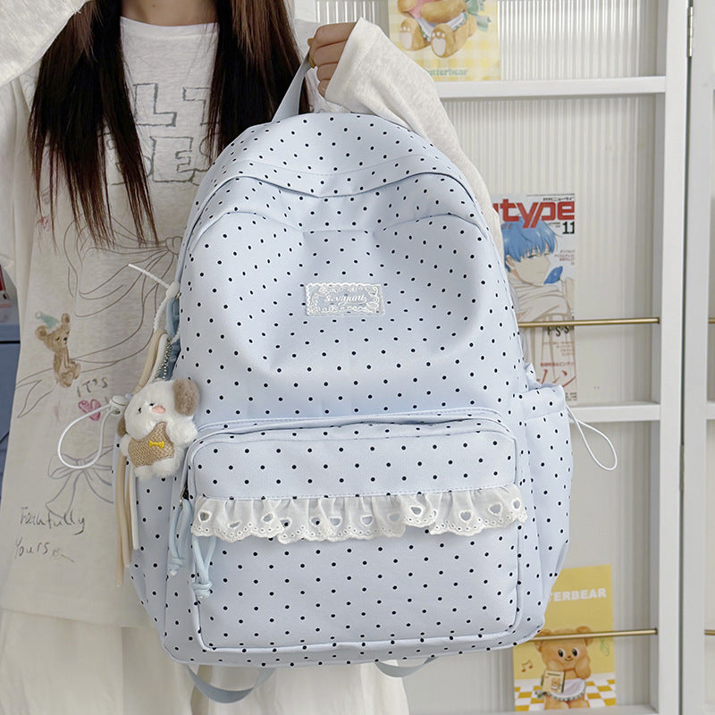 Playful Polka Dot Printed Backpack LoungeYard — product view 1