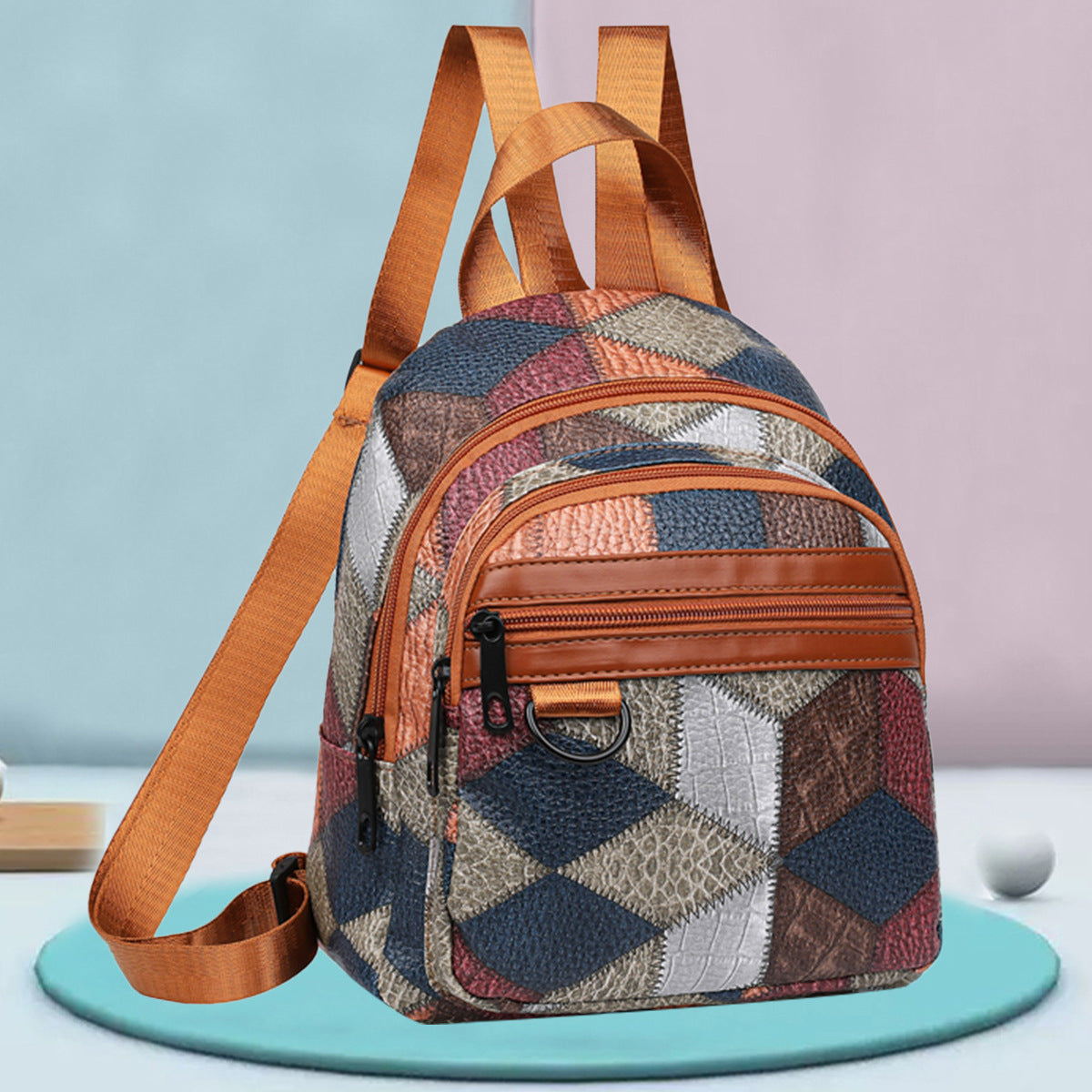 Women's Stylish Geometric Patterned Mini Backpack LoungeYard — product view 1