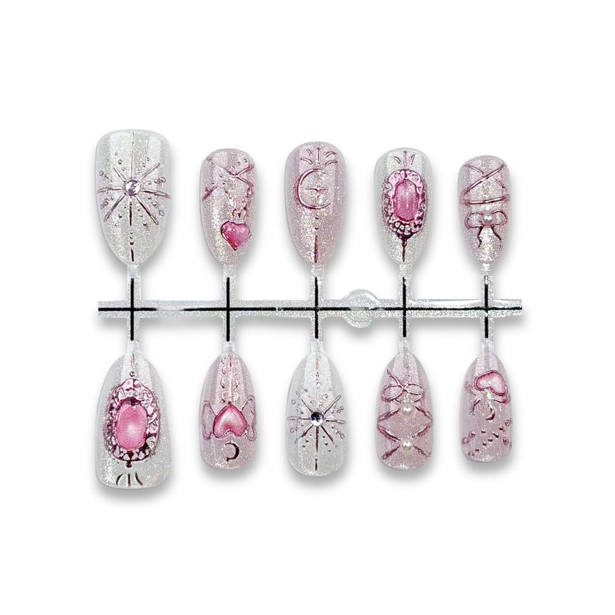 Decorative Rhinestone-Embellished Press-On Nails — product view 3
