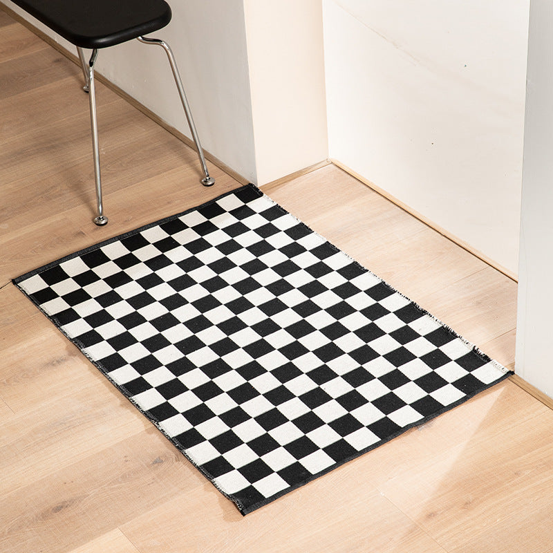 Flat-woven bath mat with abstract geometric pattern LoungeYard — product view 3