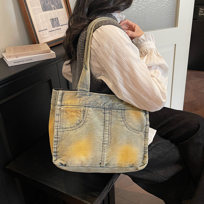 Denim-Inspired Multi-Pocket Tote Bag — product view 3