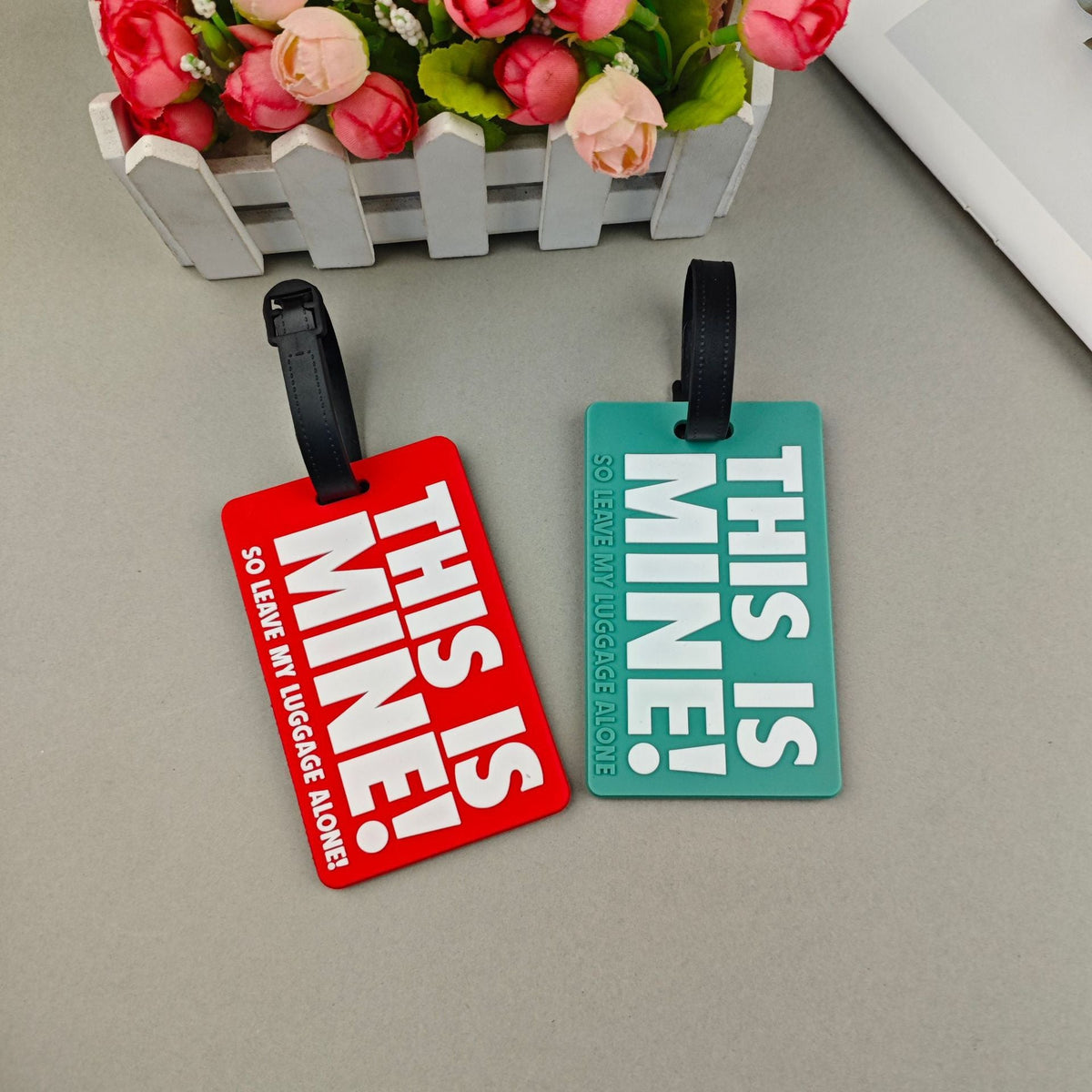 Unisex Luggage Tag with Humorous Message LoungeYard — product view 3