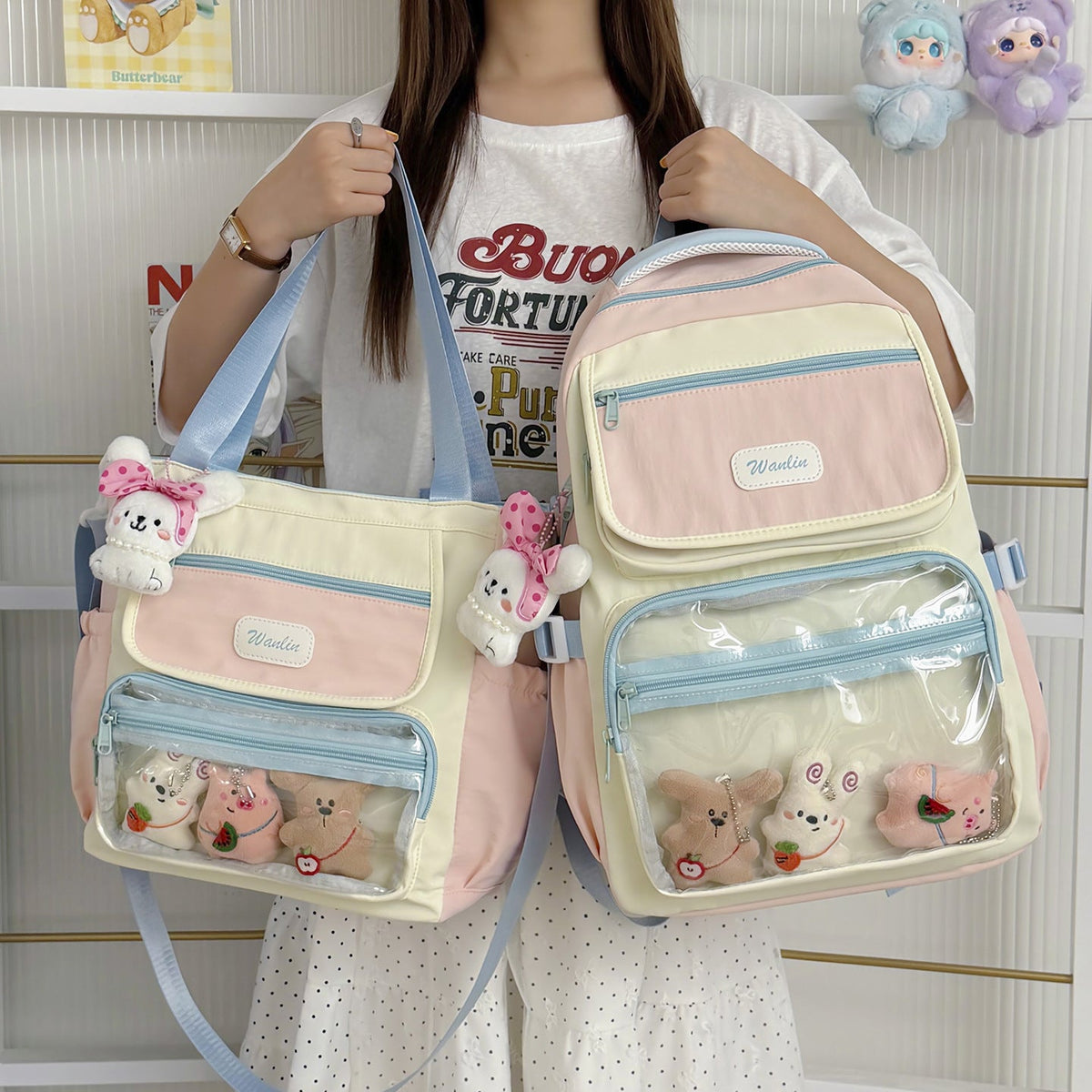 Multi-Pocket Transparent Backpack LoungeYard — product view 3