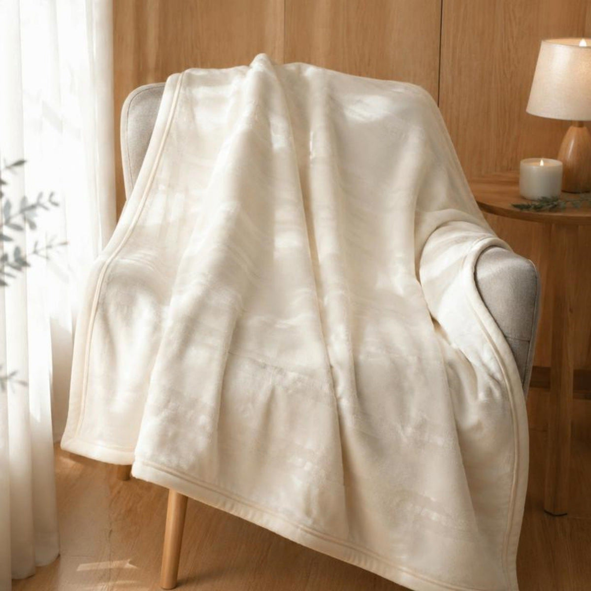 Textured Reversible Fleece Throw Blanket LoungeYard — product view 6
