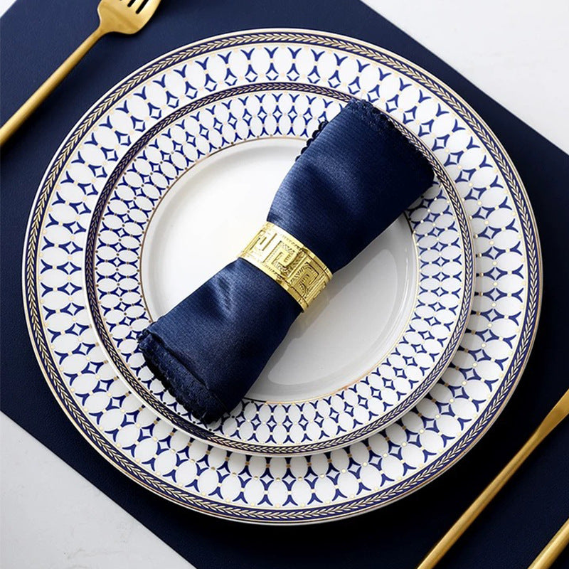 Luxurious metal napkin ring with Greek meander ornament — product view 1