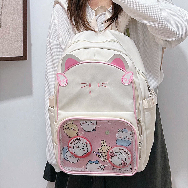 Playful Cat-Ear Graphic Backpack LoungeYard — product view 2