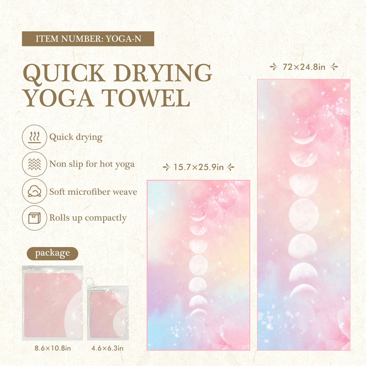 Quick-Drying Non-Slip Microfiber Yoga Towel with Mandala Grip Pattern LoungeYard — product view 7