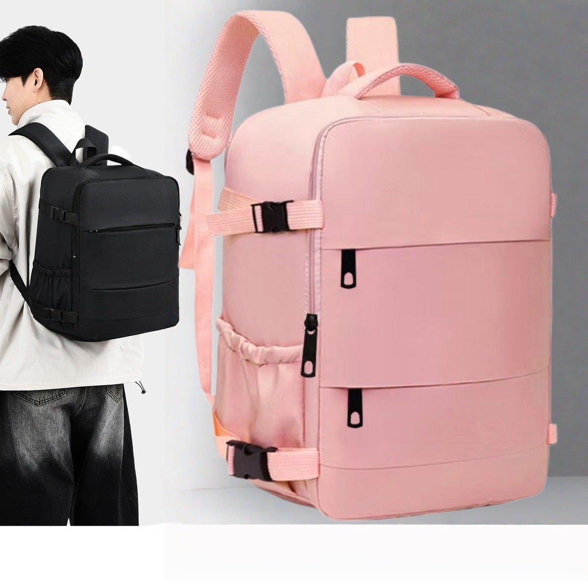 Modern backpack with space for laptop and organizational compartments LoungeYard — product view 1