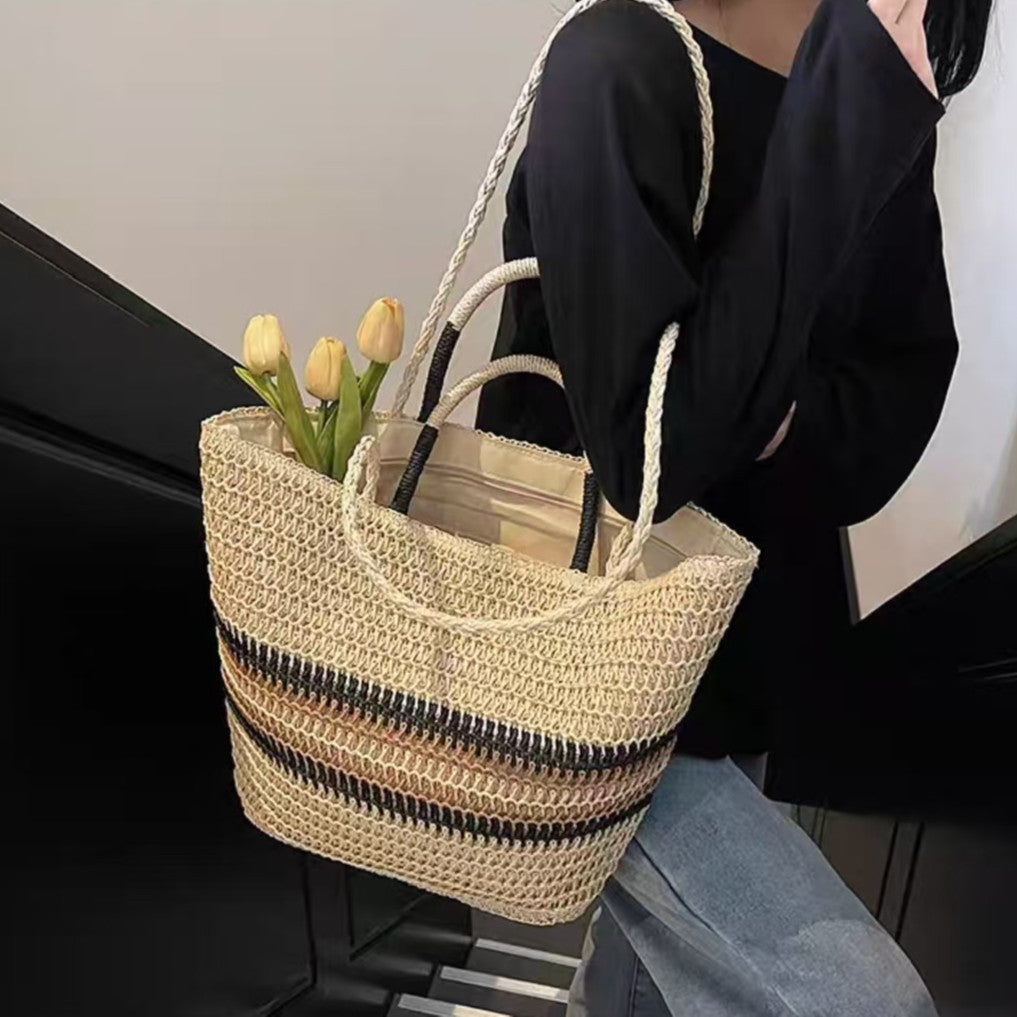 Handmade basket bag with modern patterns LoungeYard — product view 3
