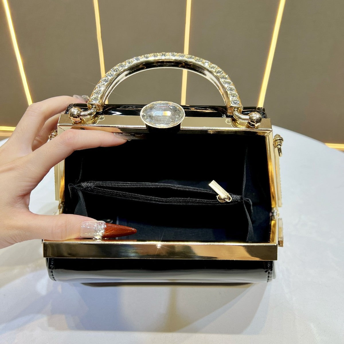 Elegant Patent Leather Evening Handbag — product view 3