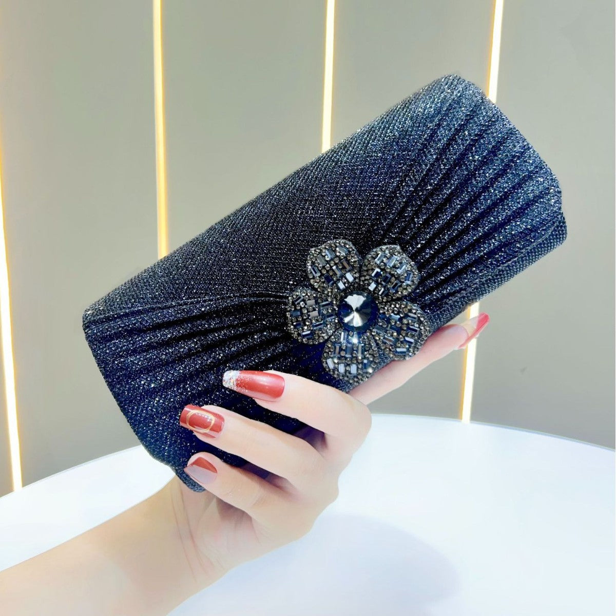 Decorative Rhinestone Flower Evening Clutch — product view 7