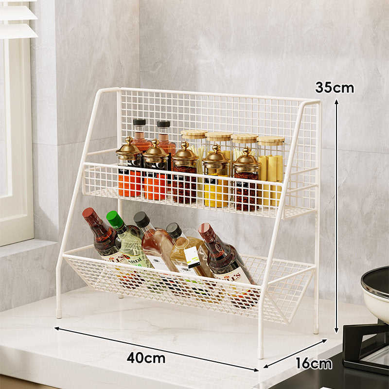 Three-Tier Mesh Countertop Kitchen Organizer Rack for Bottles and Spices — product view 5