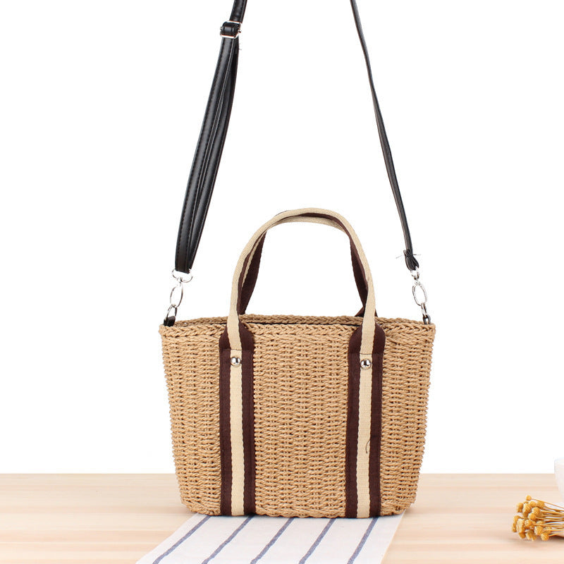 Handbag Made of Braided Natural Material with Removable Leather Strap LoungeYard — product view 6