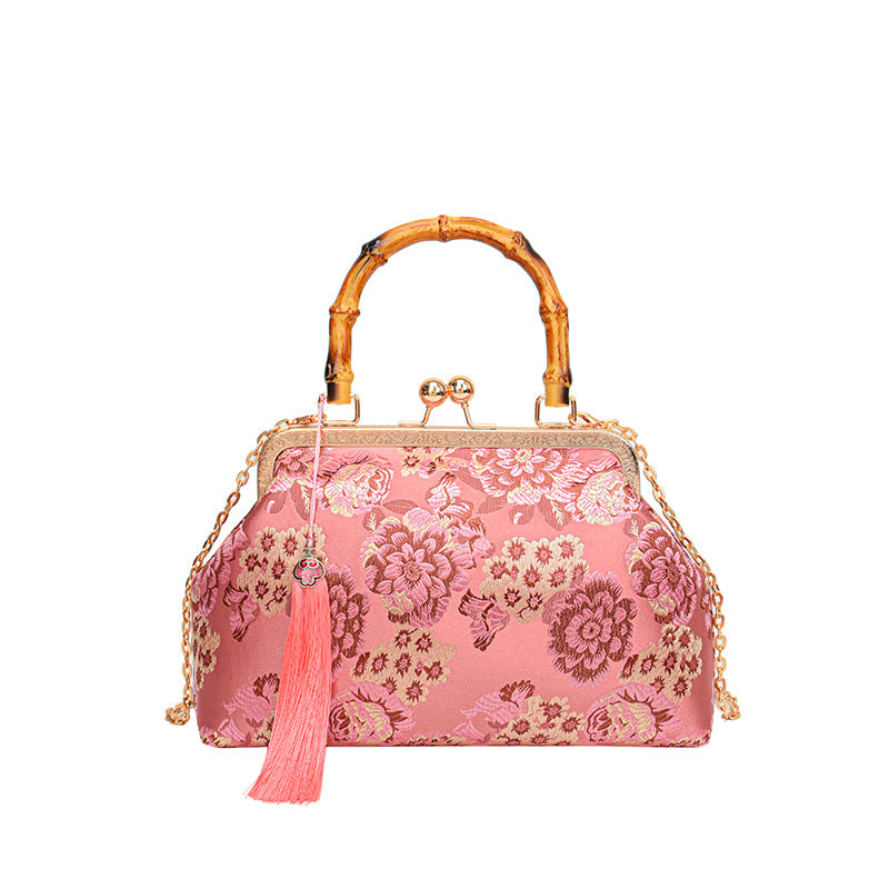 Elegant Floral Satin Handbag — product view 3