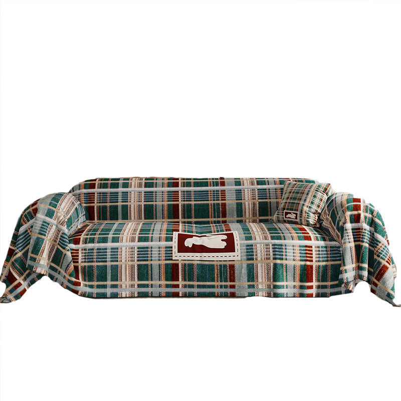 Brushed Microfiber Plaid Sofa Slipcover Throw with Bunny Appliqué and Removable Cushion Cover — product view 1