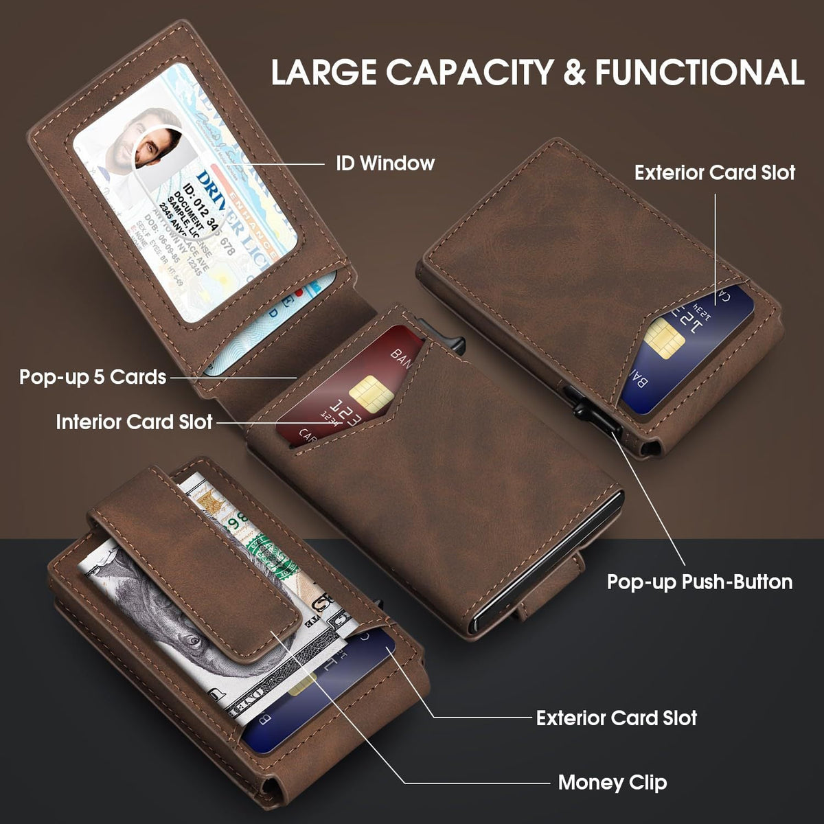 Minimalist RFID-Blocking Leather Card Wallet LoungeYard — product view 2