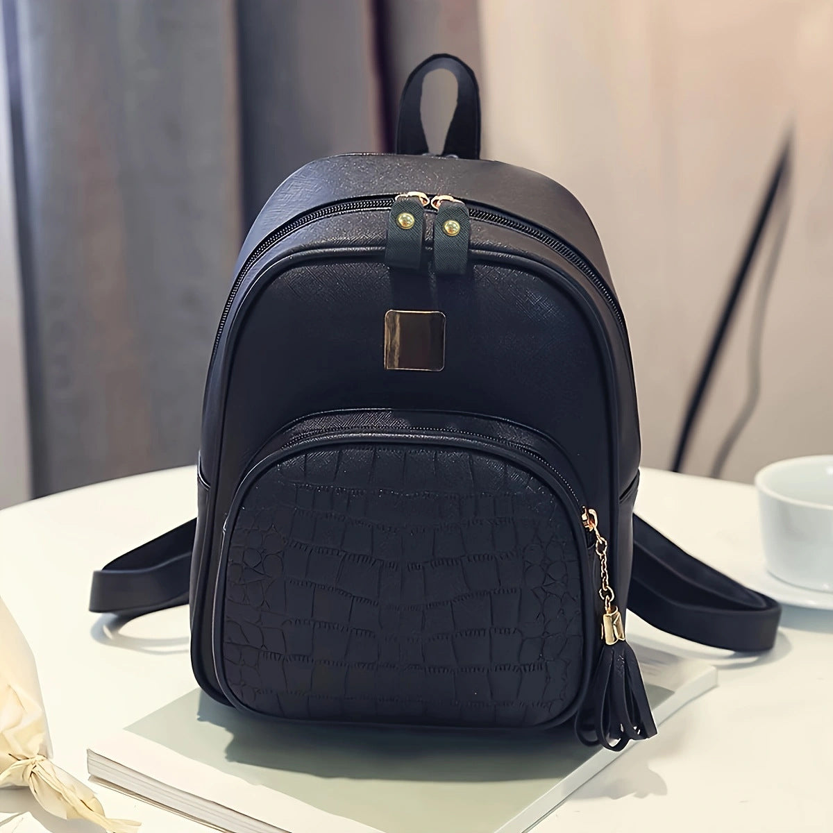 Fashionable backpack with structured material LoungeYard — product view 6