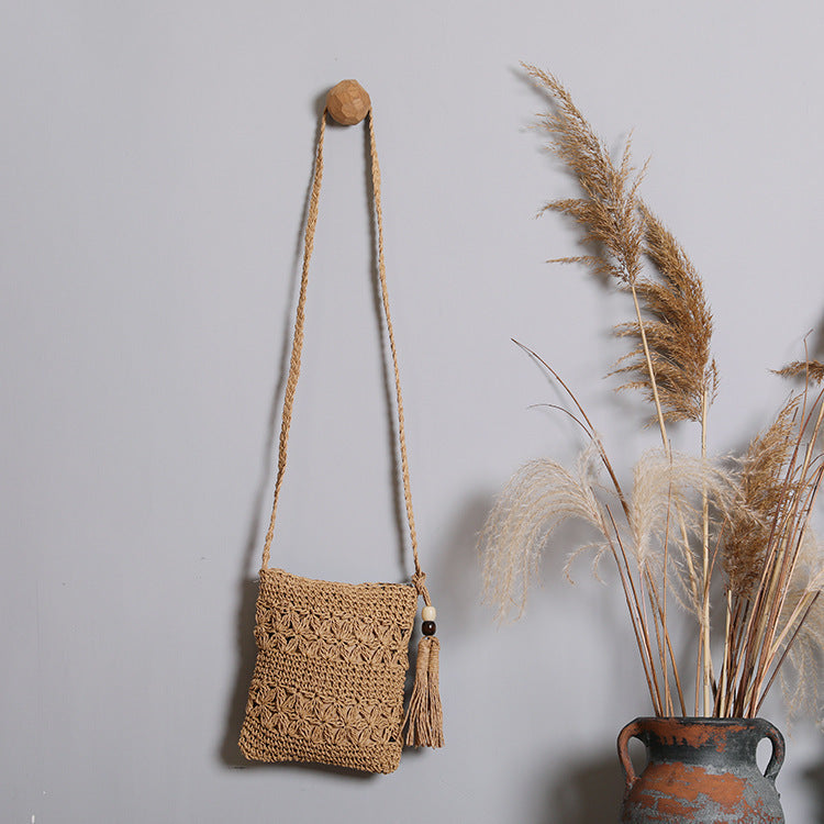 Handmade macrame shoulder bag with tassel detail LoungeYard — product view 1