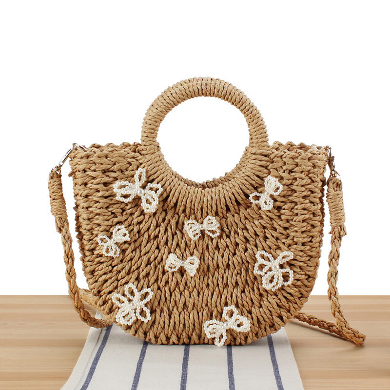 Handbag with Decorative Pearl Flowers LoungeYard — product view 5