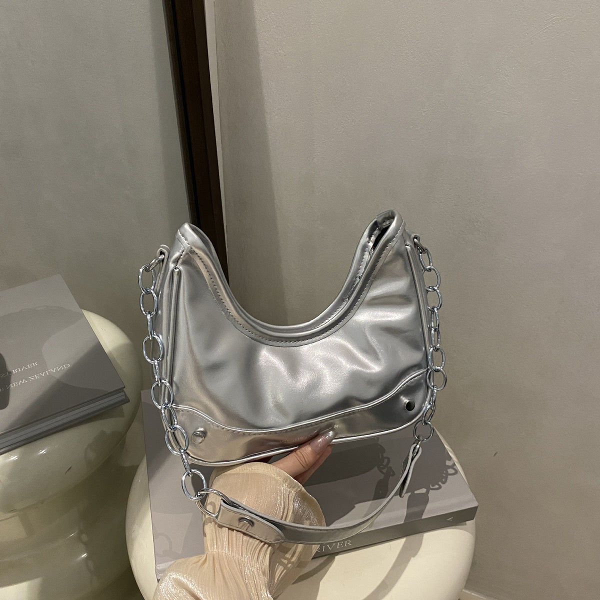 Chain-Handled Shoulder Bag — product view 5