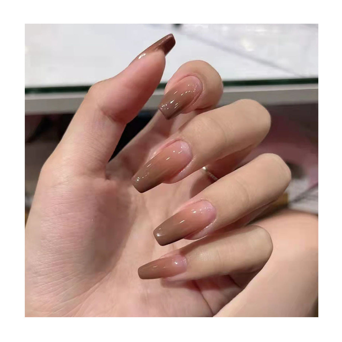 Ombre Coffin Nail Extensions — product view 2