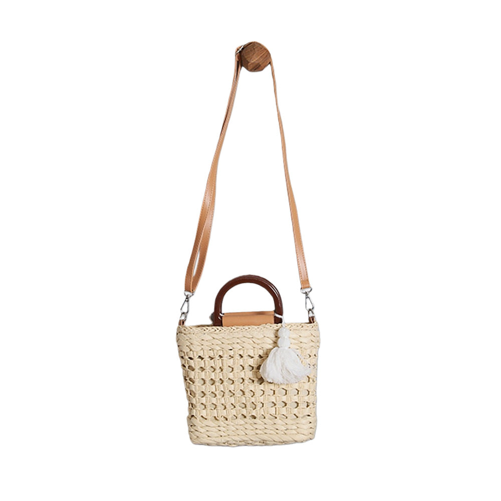 Handbag with Removable Shoulder Strap and Faux Leather Elements LoungeYard — product view 4