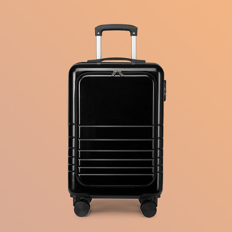 carry-on hardshell front-pocket spinner suitcase with quick-access compartment telescopic handle and smooth full-rotation wheels LoungeYard — product view 6