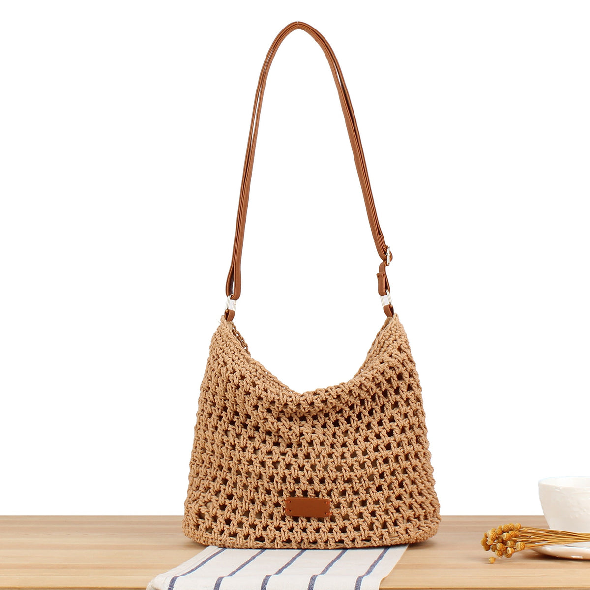 Macrame Crossbody Bag with Sturdy Leather Handle LoungeYard — product view 6