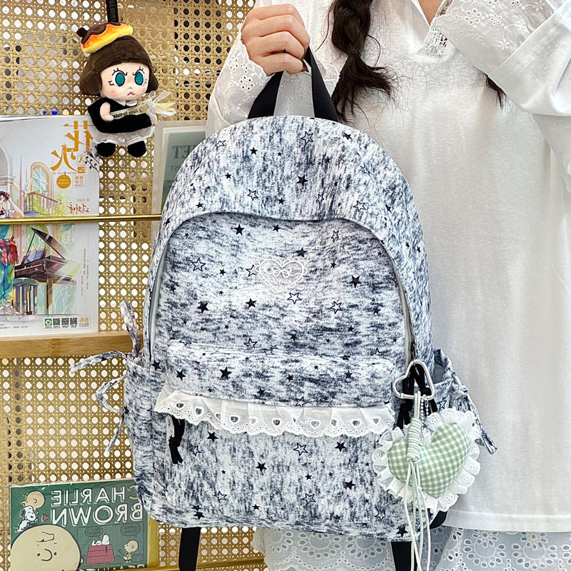 Cute Decorative Star-Embellished Backpack LoungeYard — product view 2
