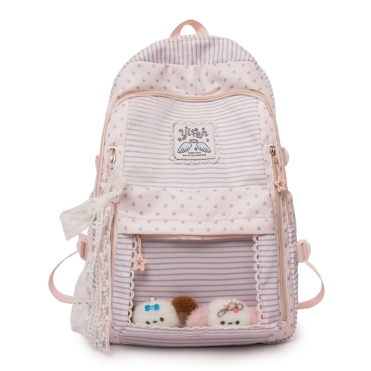 Trendy Striped School Backpack LoungeYard — product view 5